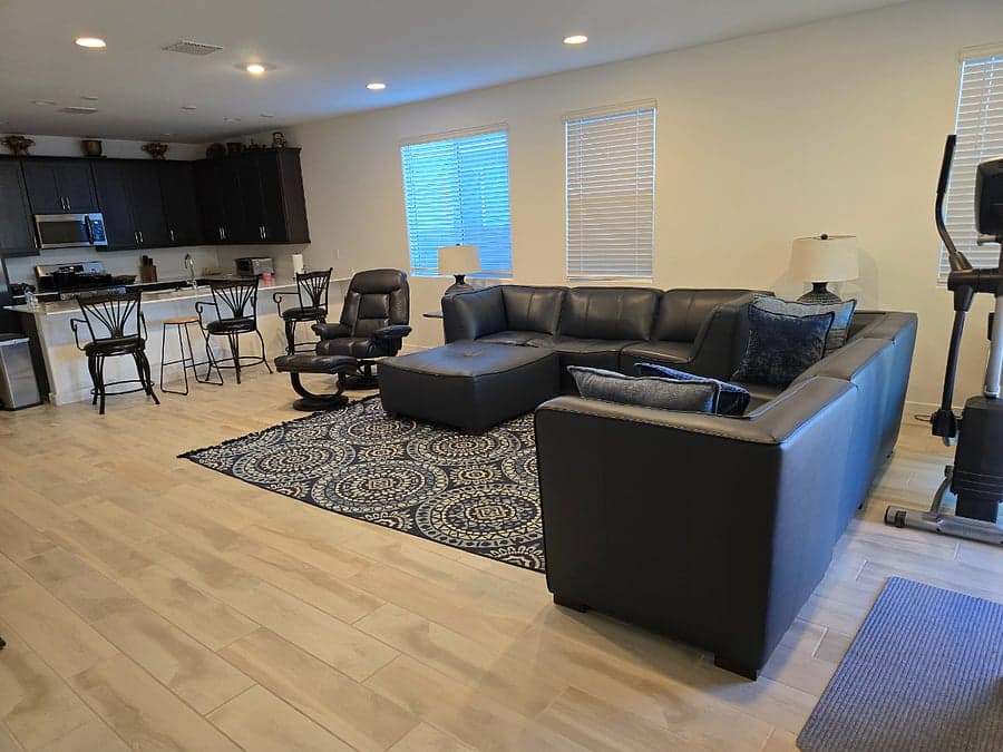 Open-concept living space with kitchen and dining area